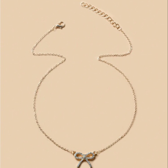 Anthro Silver Bow Gold Pendant Necklace - Picture 2 of 2